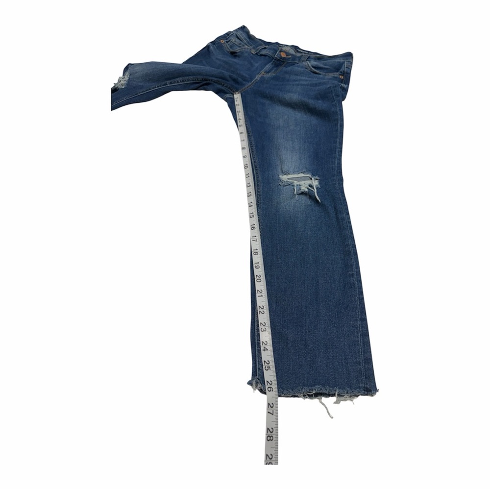 Old Navy Size 2 Distressed Boyfriend Straight Leg Blue Jeans Raw Hem - Picture 5 of 7